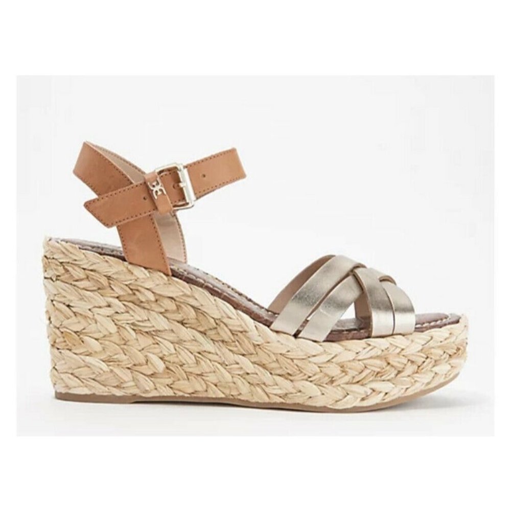 Sam Edelman Darline Gold Espadrille Platform Wedge - Picture 2 of 9